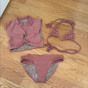 ACACIA Pink Ribbed Bikini Set